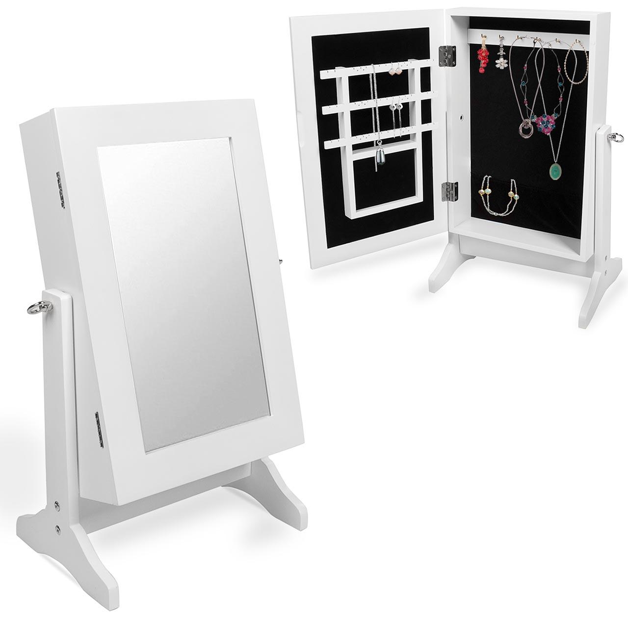 Schmuckschrank Spiegelschrank Spiegel Standspiegel Schmuck weiß Eckig