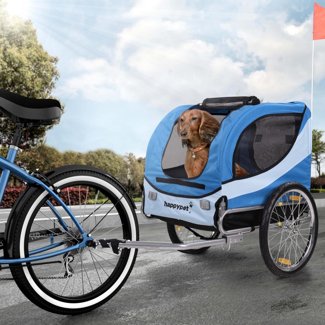 Happypet Fahrrad-Anhänger für Mittelgroße Hunde - Navy Blue