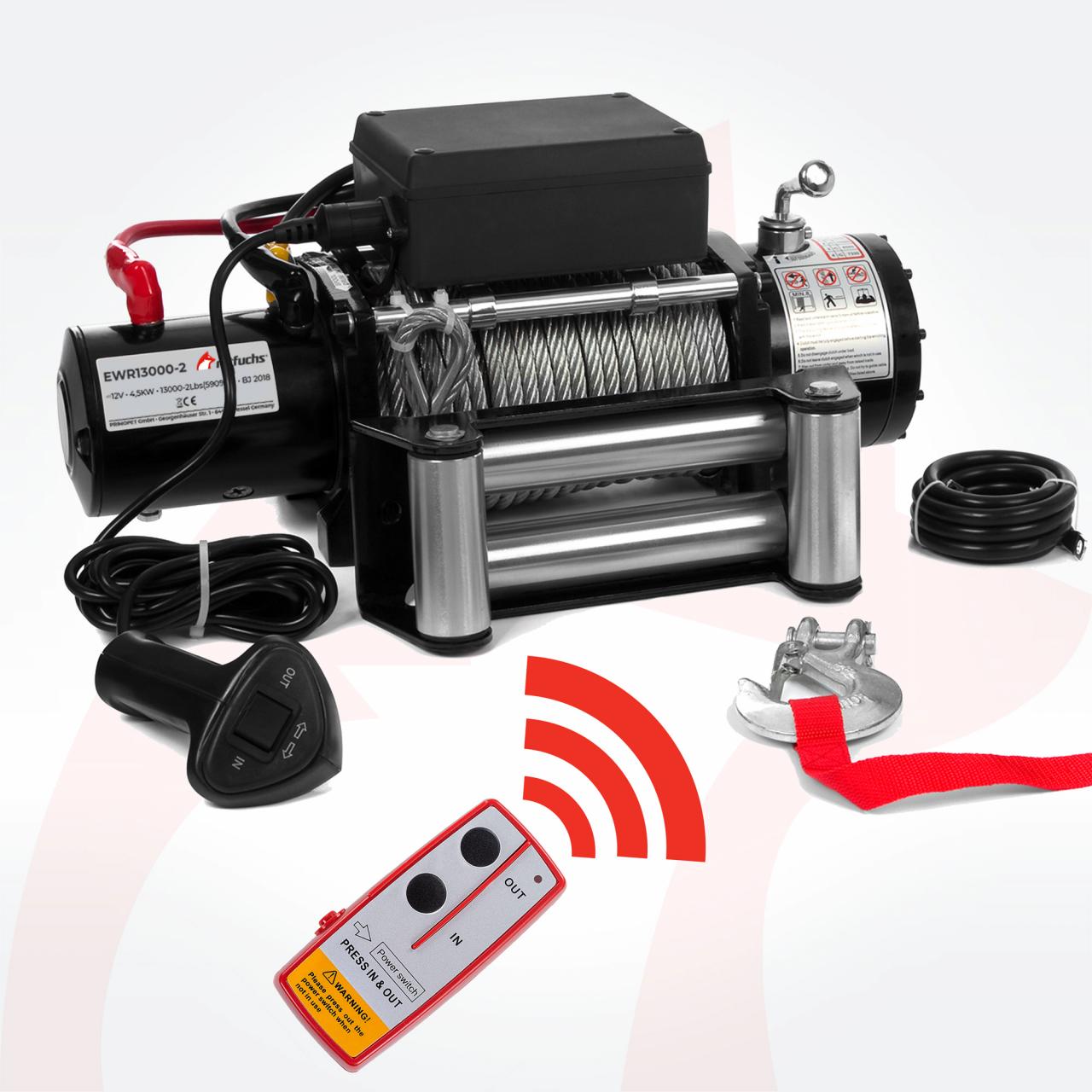 STEGODON Seilwinde 6123kg 12V Wasserdicht - Elektrische Offroad Seilwinde Mit Fernbedienung