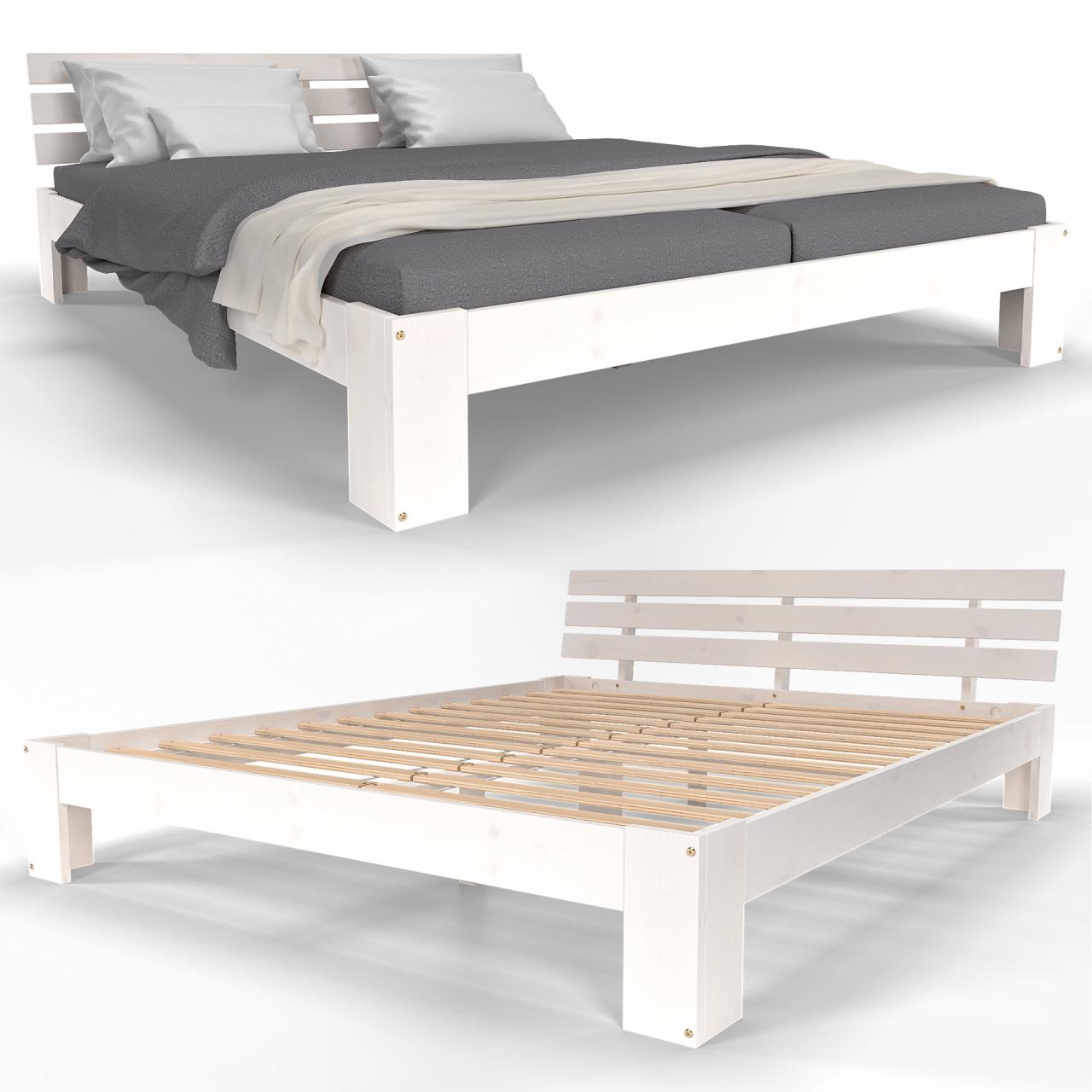 Homelux Holzbett Doppelbett Bett-Gestell Rahmen Lattenrost ...